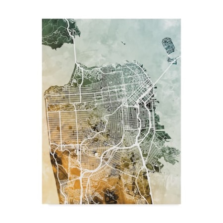 Michael Tompsett 'San Francisco City Street Map Teal Orange' Canvas Art,35x47